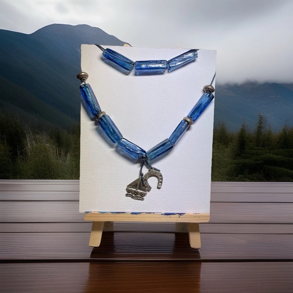 Greek Komboloi Orthodox Rosary- handmade (4cm x 1cm blue glass)